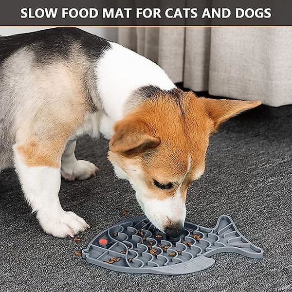 Långsam matningsskål, Anti Glutton Cat Bowl, 1 st Anti Glutton Bowl, Tillverkad av säkert silikon, Giftfri, Anti-kvävning, för katter, hundar (19 x 24,5 cm, Gre