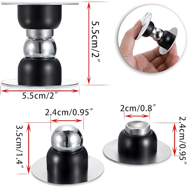 2 kpl magneettista ruostumattomasta teräksestä valmistettua makuuhuoneen ovenpysäytintä, musta