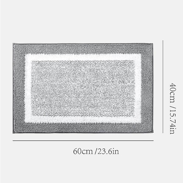 Mjuk badrumsmatta i mikrofiber, maskintvättbar absorberande duschmatta, grå, 40 x 60 cm