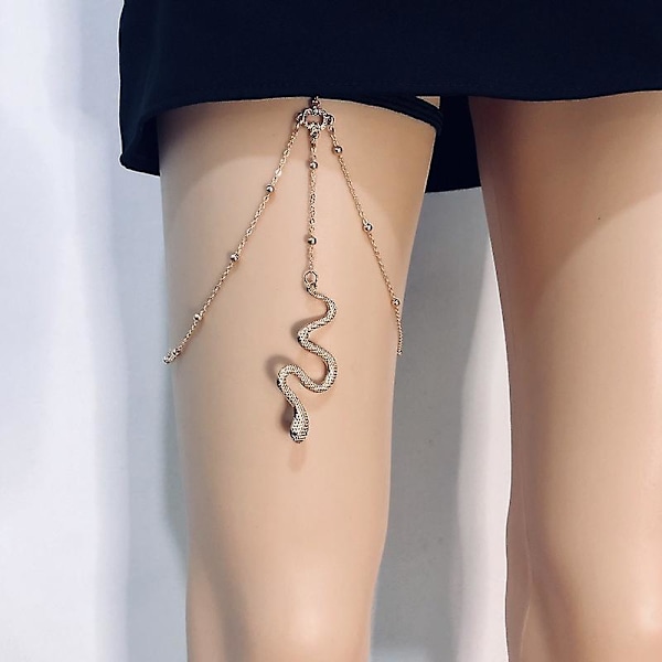 Kvinners Slange Leg Chain Jenter Lårkjede Gull Slange Anheng Boho Body Chain for Strand Sommerferier