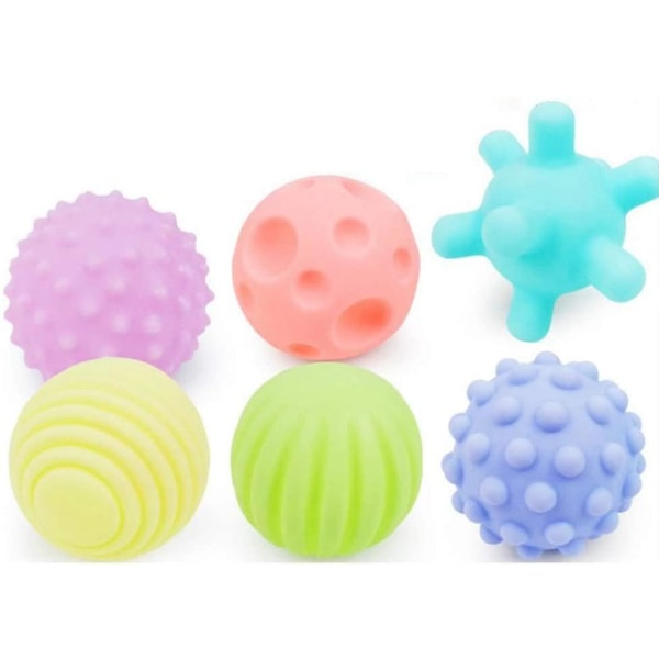 6 stk Baby Textured Multi Ball, Multi-Touch Textured Sense Touch Ball Treningsleketøy Lekegavegave for barn