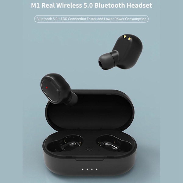 M1 TWS 5.0 Bluetooth Hörlurar 3D Stereo Trådlösa Hörlurar Headset Öronsnäckor för Android Ios Fone De
