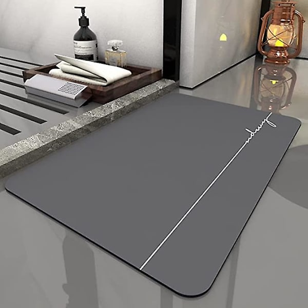 Badrumsmatta, halkfri badrumsmatta, tvättbar absorberande duschmatta diatomit badrumsmatta för badkar, kök, vardagsrum och badrum 60x40cm
