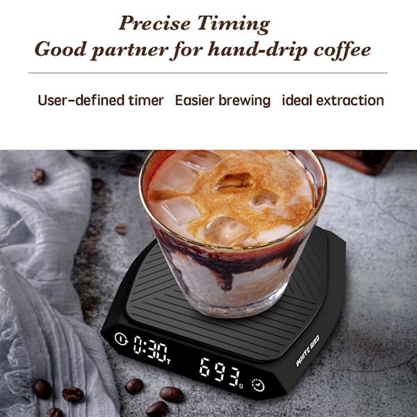 2 kg 0,1 g digital droppkaffeskala svart