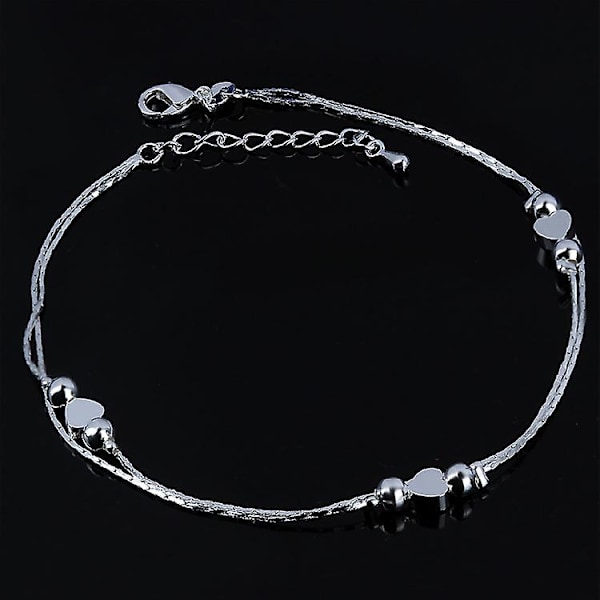 Ankelkedja Dam 925 Sterling Silver Anklet Fot Smycken Kedja Strand Hjärta