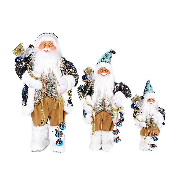 Seisovat sininen ja kultainen joulupukki -hahmo koristeena (30CM)