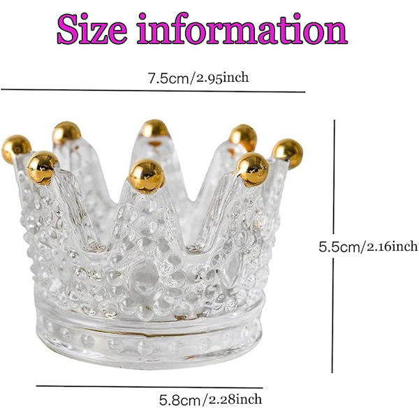 Crown Glass Askfat Dekorativt Glas Askfat, Vacker & Praktisk Bordsskiva Askfat Transparent Handgjord Dekoration Bärbar för Cigaretter Cigarrer