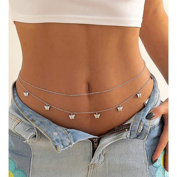 Sexig kroppskedja smycken Boho sommar strand bikini midjekedja accessoarer mage kroppskedjor för kvinnor bikini kroppssmycken