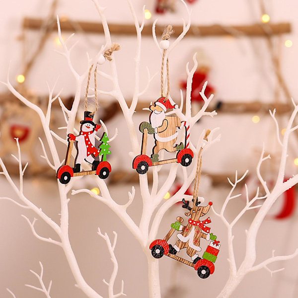 9 st/set Julkulor Unik Design Svårt att Bryta Trä God Jul Hängande Dekoration för Nyår (C)