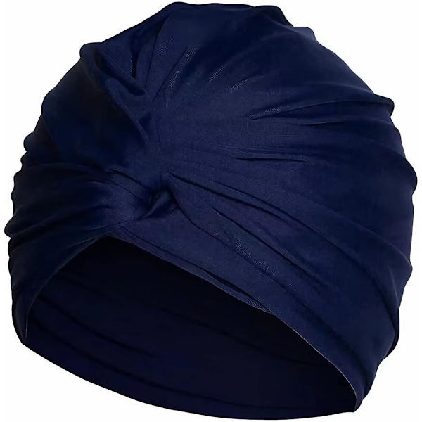 Tygsimningsmössa Plisserad simhatt Dam Simmössa för turbanhatt, marinblå