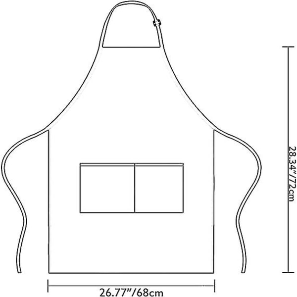 2 stk kjøkkenforkle, 72cmx68cm justerbart husholdningsforkle, vanntett bomullslinforkle med 2 lommer, for hjemmekjøkken, restaurant, hage, grill,