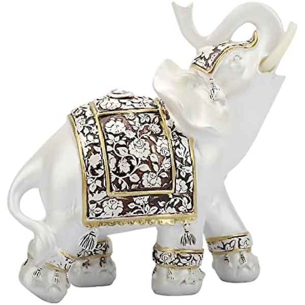 6 tommer dekorative elefant statue hvid farve harpiks held og lykke elefant feng shui samleobjekt ornament til hjemmekontor dekoration