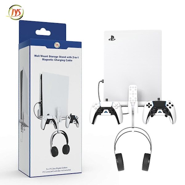 PS5 konsol multifunktionell väggmontering med hörlurshängare, PS5 universell handtag hörlurs fjärrkontroll väggmonteringshållare
