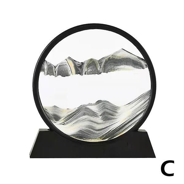 CZQIKEDA Flytande Sandkonst Bild Sandscapes, 3D Dynamisk Rund San svart One-size