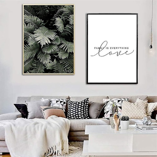 Ramlös Canvasmålning, Blad Kärlek Ordkonst Målning Vardagsrum Sovrum Bild Poster Vägg Dekor