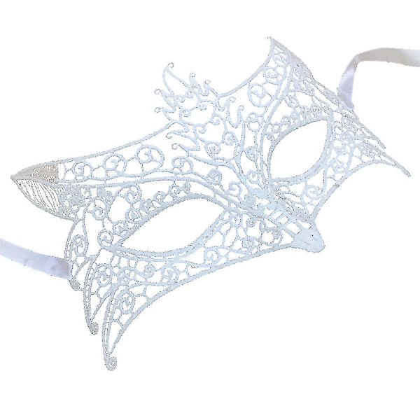 Formad Hål Ut Spets Halloween Kvällsparty Bal Maskerad Mask Spets Mask (vit)