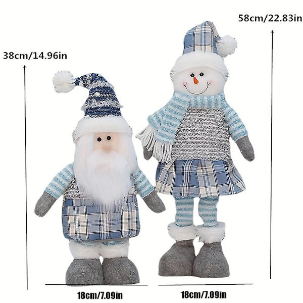 Ny Julprodukt Blå Tyg Utdragbar Juldocka Gammal Man Snögubbe Älg Semesterdekoration Prydnader (T1230096 B)