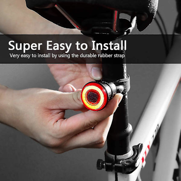 Cykel Baglygte, LED USB Opladning Smart Brems 6 Tilstande