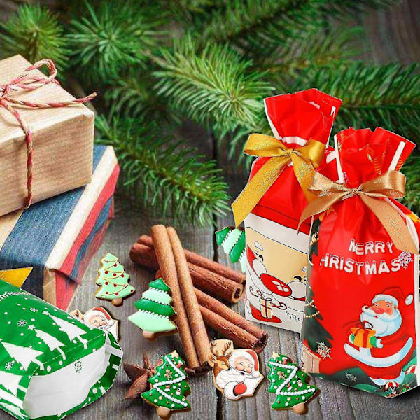 30 st julparty-dragsäckar, plastjulsäckar för godis, snacks, kakor