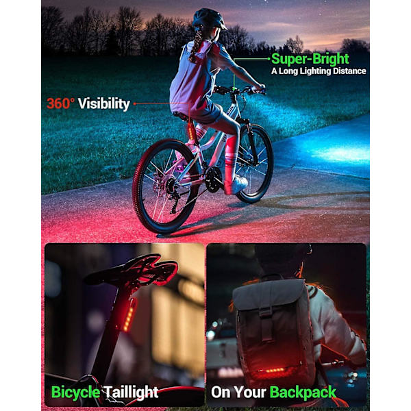 Sykkellys, USB-oppladbart sykkelhodelys 2000 Lumen Super Sterkt Sykkelfrontlys IPX5 Vanntett Sykkellys, 6+4 Moduser USB-oppladbart Sykk