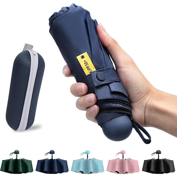 Mini hopfällbart reseparaply - 8 paraplyer små UPF50+ UV-skydd för sol och regn med kapselbox