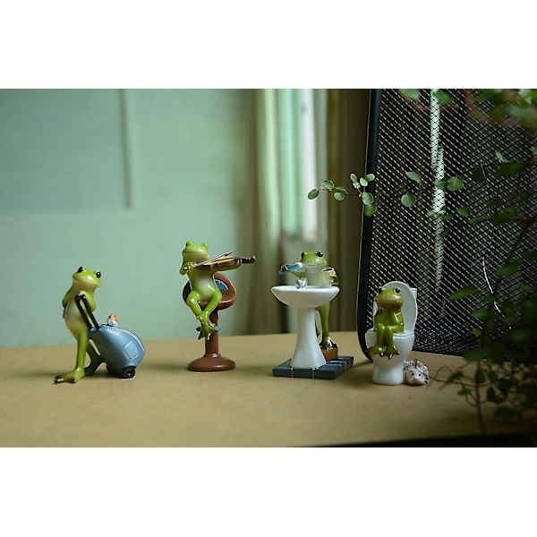 Miniatyrgroda figurin - Grodstaty som tänker på toaletten