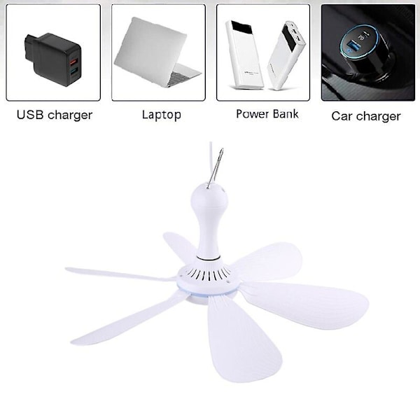 Mini 6 Blade USB-drevet loftsventilator baldakinventilator til camping seng sovesal telt