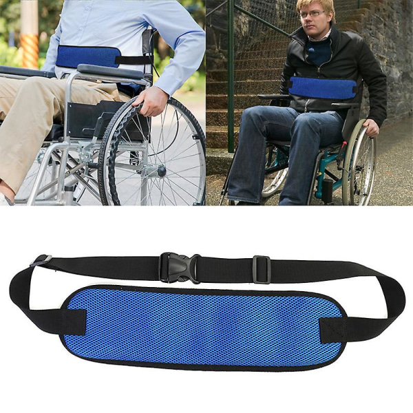 Rullestolsikkerhetsbelte, justerbart, pustende rullestolsikkerhetsbelte, bryststropp for eldre og pasienter, lenkepleiestropper, blå, 62*44*11 cm