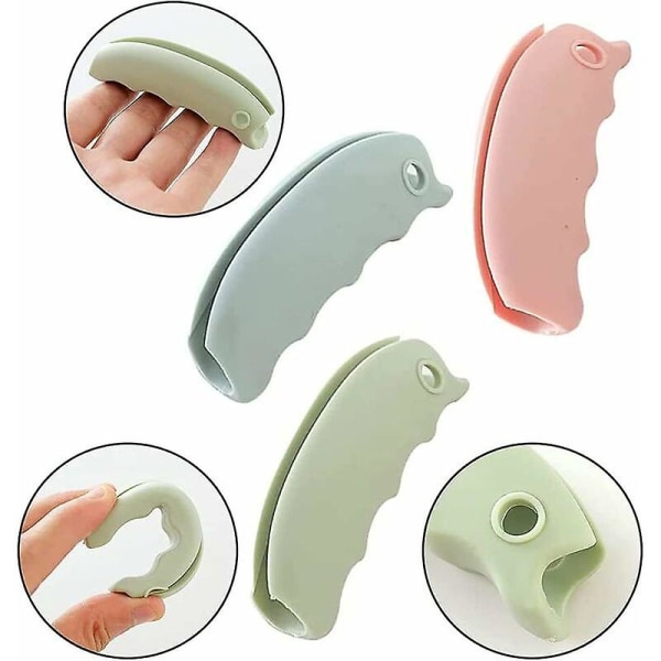 Gjenbrukbare silikonhåndtak plastposeholdere med nøkkelring for silikonbærbare handleposer Handle Shopping Handle Carry Bag 9X2.5cm 3stk Blå