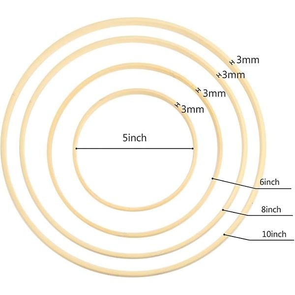 Bamburings 4 storlekar för Macrame träblommiga ringar och bambu
