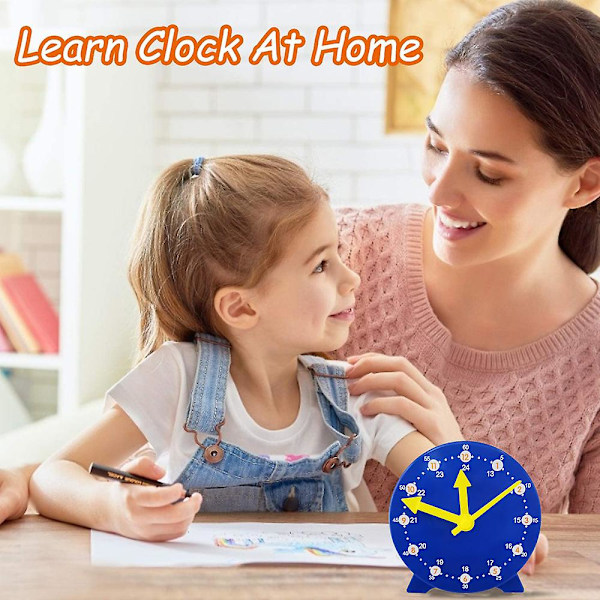 Cm Kids Wealth Learning Clock, Student Learning Clock Teaching Time 12/24 Hours Gear Clock 4+ Years (Blå)