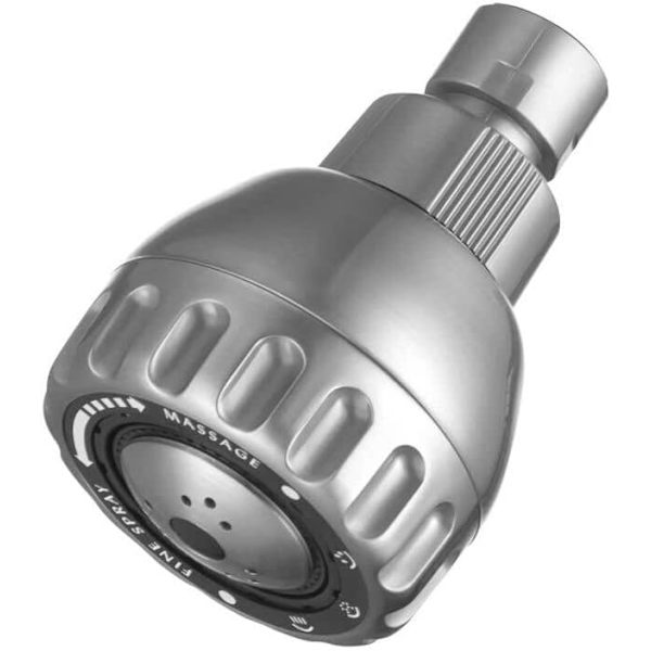 Högtrycksduschhuvud, ABS-plast, 3 lägen, fast duschhuvud, 6,3 cm, högt flöde, badrum, takdusch, regndusch, borstad nickel