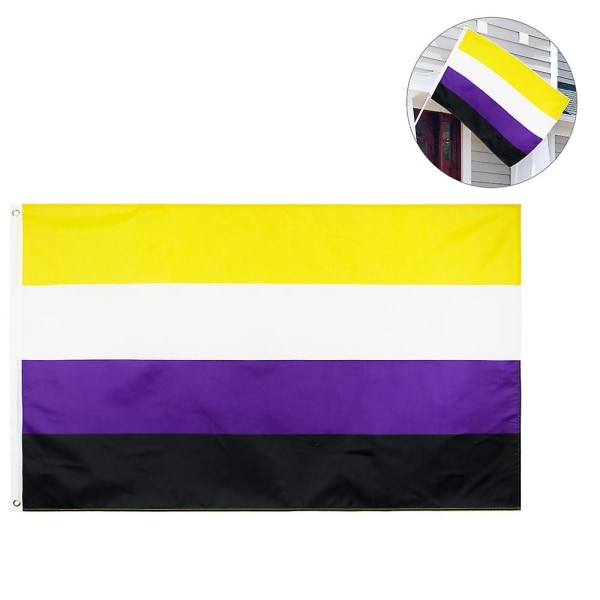 90*150 cm Flag - Levende farver og UV-bestandig - Dobbeltsyet - Kønsidentitetsflag Polyester med messingøjer