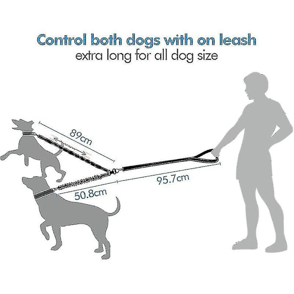 Dobbelt Snore til 2 Hunde, Hundeline, Reflekterende, Træning og Træning, 360 Gave
