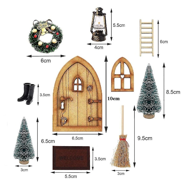1:12 Dukkehuss, Nisse Dør Jule Sæt, Nisse Hus Dekoration
