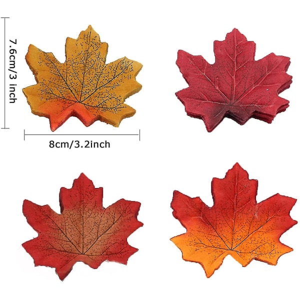 200pcs Artificial Maple Leaves For Thanksgiving Party (mixed Fall Color)