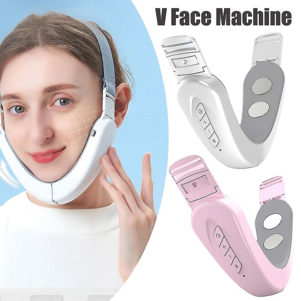 V Face Shaping Vibrerande Massager Microcurrent EMS Face Slimming Double Chin Machine (Vit)