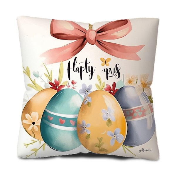 4-delars set Påsk örngott kanin ägg soffa kuddfodral 45*45cm (endast örngott, inget innehåll)