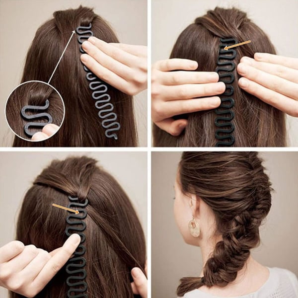 3 stk (svart, grå, hvit) hårklips for kvinner gjør det selv fransk hårfletteverktøy