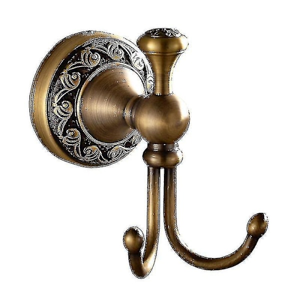 Robe Hook Retro Mässing Badkrok 2 Krokar Badrumstillbehör Set Pappersrullehållare Antik Mässing Finish Väggmonterad Guldvåg