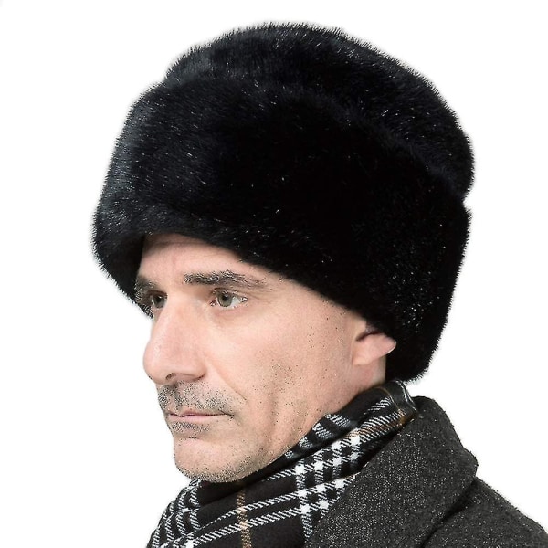 Faux Mink varm vindtät mössa Ryska vinterhatt för män