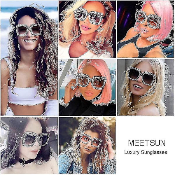 Rol Girl Elton Square -rihkailukiset aurinkolasit, ylisuuret timanttibling-bling-lasit