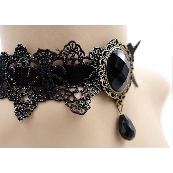Retro Hantverk Spets Choker Gotiskt Halsband Armband Hänge Kedja