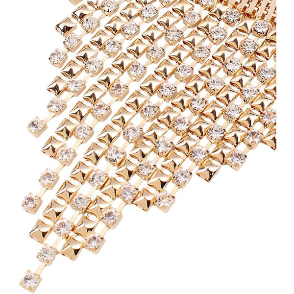 Rhinestone Statement Halskæde Øreringe Sæt Kvast Bib Choker Halskæde Etniske Chunky Halskæder til Kvinder Piger - Guld