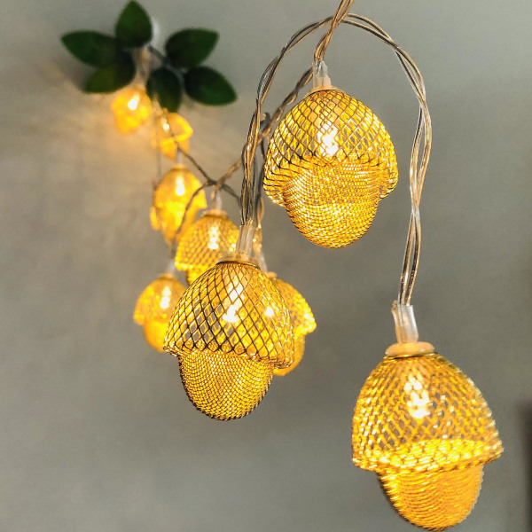 Eventyrlys, 1,5 m 10 LED hasselnøttformede lyslenker for utendørs, innendørs, jul, bryllup, hage