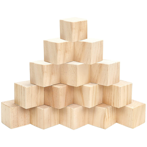 Träkuber (50-pack) 2 X 2 X 2 cm (0,78 X 0,78 X 0,78 tum) Träkuber Oavslutade furuträblock