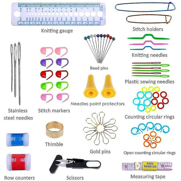 Virka Nål Set 100 st Virka Krokar Set Stickning Verktyg Tillbehör Stickning