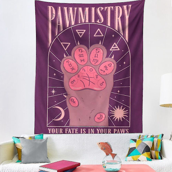 Himmelsmatta Kattpåtassar Väggbonad Tarot Sängöverkast Sovrum Flicka, 5 Stycken, Lila