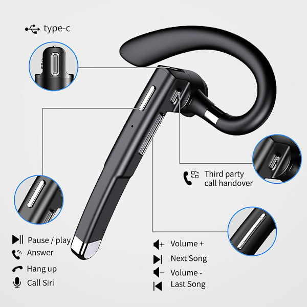 Bluetooth Handsfree Headset Trådlöst Business Headset Brusreducerande Hörlurar med Mikrofon för Bilkörning