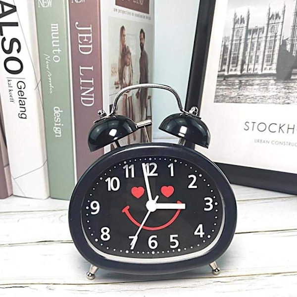 Tyst Ljudstark Väckarklocka, Söt Plast Snygg Retro Väckarklocka, Tungsovare för Heminredning, Sovrum (Svart)